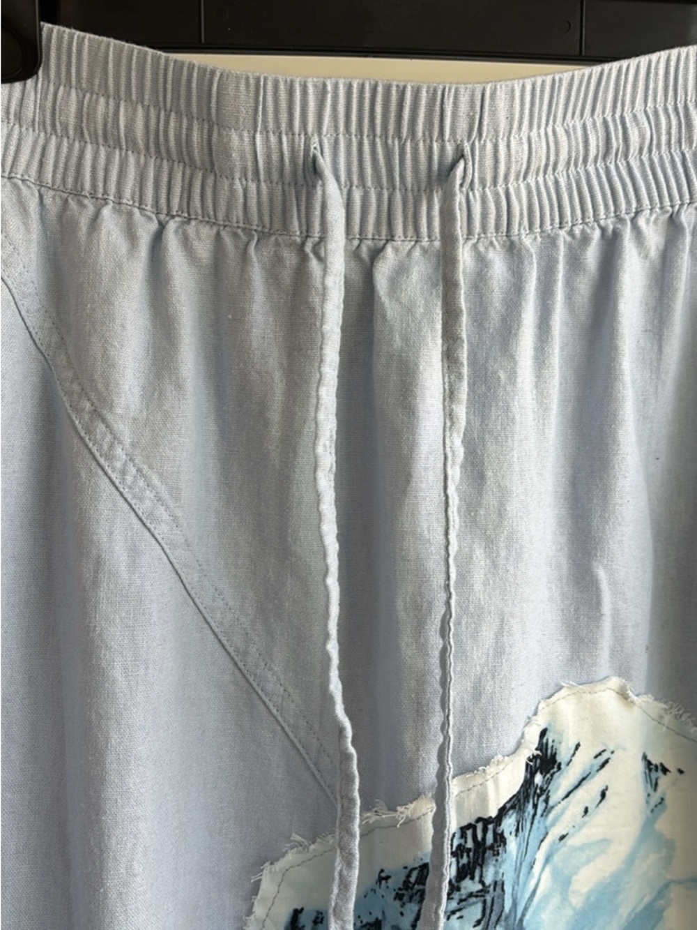Romantic Garden Long Linen Blend Maxi Skirt Lace Trim Ruffle Print Patchwork - Picture 10 of 11